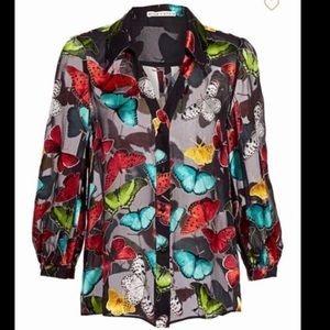 Alice + Olivia Multicolor Butterfly Print Blouse